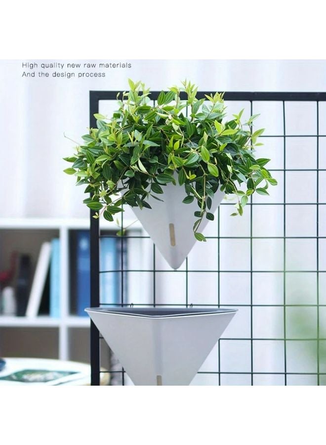 White Self Watering Wall Planter Large Triangle Automatic Water Absorption Indoor Outdoor Gardening - Image 5